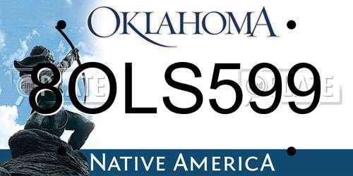 8OLS599 Oklahoma License Plate