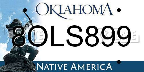 8OLS899 Oklahoma License Plate