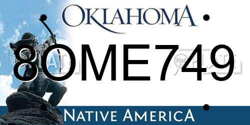 8OME749 Oklahoma License Plate