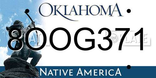 8OOG371 Oklahoma License Plate