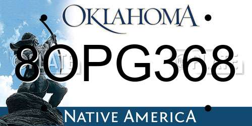 8OPG368 Oklahoma License Plate