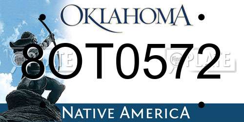 8OT0572 Oklahoma License Plate