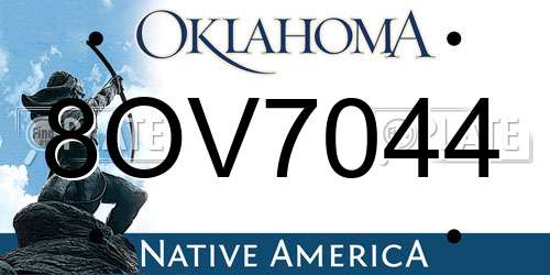 8OV7044 Oklahoma License Plate