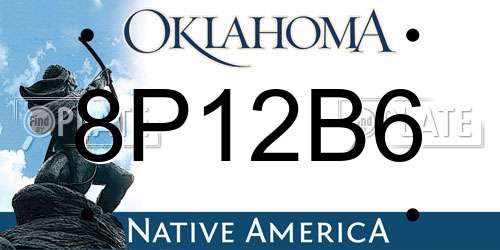 8P12B6 Oklahoma License Plate