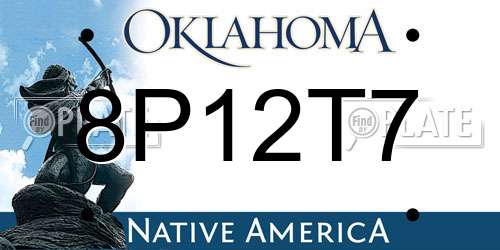 8P12T7 Oklahoma License Plate