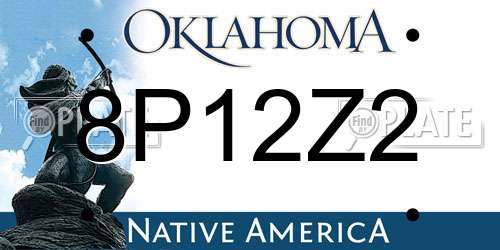 8P12Z2 Oklahoma License Plate