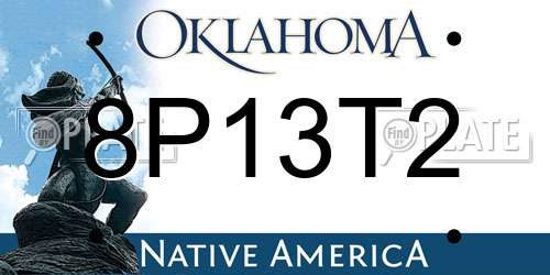 8P13T2 Oklahoma License Plate