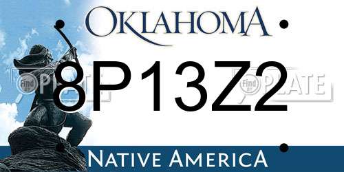8P13Z2 Oklahoma License Plate