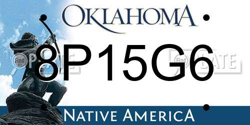 8P15G6 Oklahoma License Plate