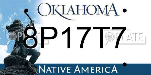 8P17T7 Oklahoma License Plate