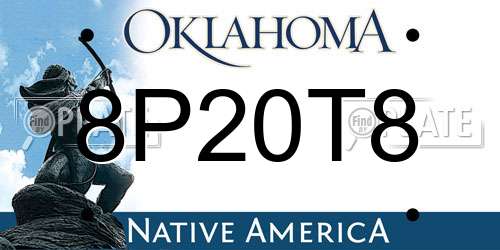 8P20T8 Oklahoma License Plate