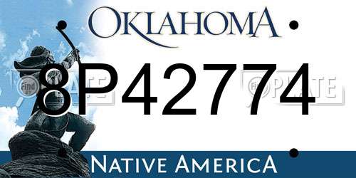 8P42774 Oklahoma License Plate