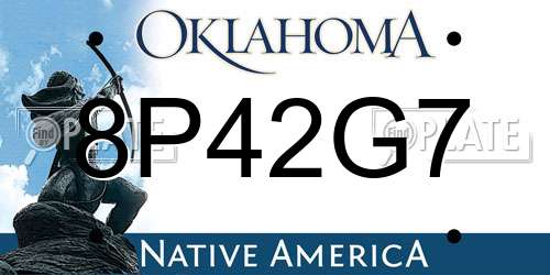 8P42G7 Oklahoma License Plate