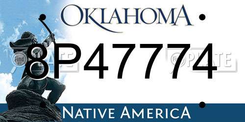 8P47774 Oklahoma License Plate