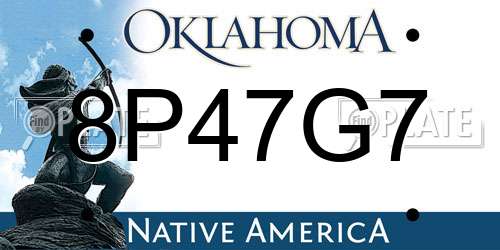8P47G7 Oklahoma License Plate