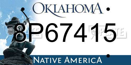 8P67415 Oklahoma License Plate