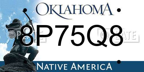 8P75Q8 Oklahoma License Plate