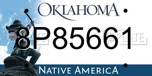 8P85661 Oklahoma License Plate