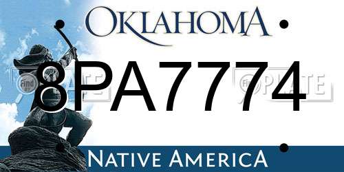 8PA7774 Oklahoma License Plate