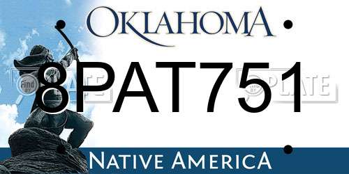8PAT751 Oklahoma License Plate