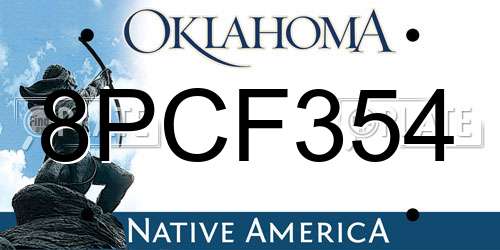 8PCF354 Oklahoma License Plate