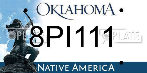 8PI111 Oklahoma License Plate