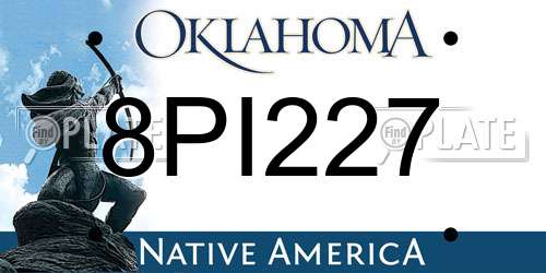 8PI227 Oklahoma License Plate