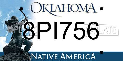 8PI756 Oklahoma License Plate