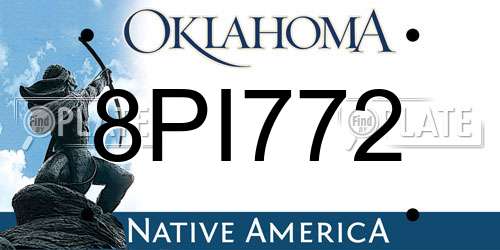 8PI772 Oklahoma License Plate