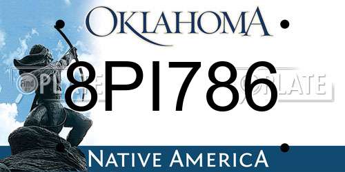 8PI786 Oklahoma License Plate