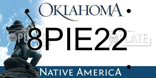 8PIE22 Oklahoma License Plate