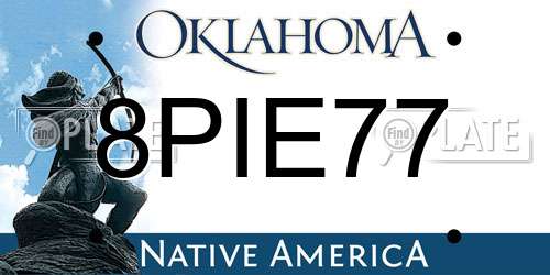 8PIE77 Oklahoma License Plate
