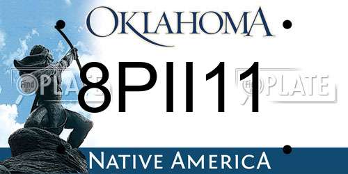 8PII11 Oklahoma License Plate