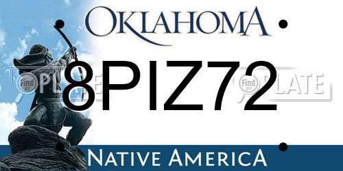 8PIZ72 Oklahoma License Plate