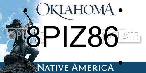 8PIZ86 Oklahoma License Plate