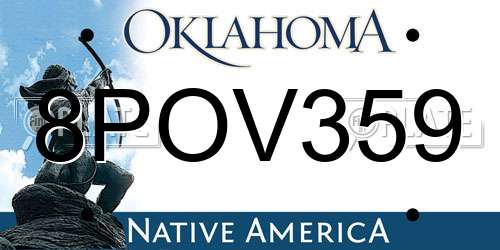 8POV359 Oklahoma License Plate