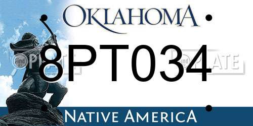 8PT034 Oklahoma License Plate