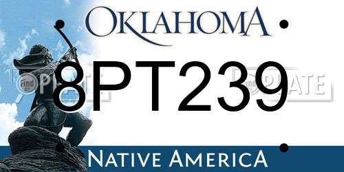8PT239 Oklahoma License Plate