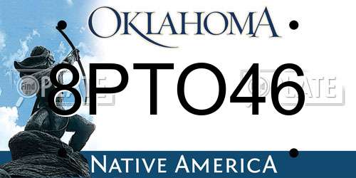 8PTO46 Oklahoma License Plate