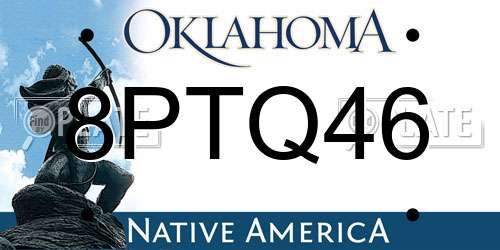 8PTQ46 Oklahoma License Plate