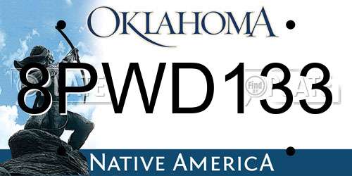8PWD133 Oklahoma License Plate