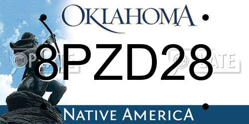 8PZD28 Oklahoma License Plate