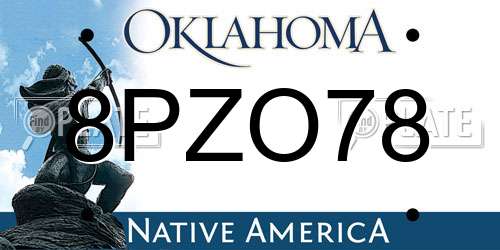 8PZO78 Oklahoma License Plate
