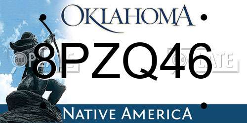 8PZQ46 Oklahoma License Plate