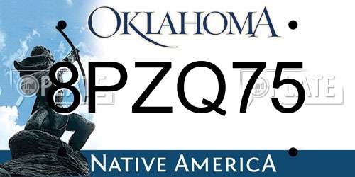 8PZQ75 Oklahoma License Plate