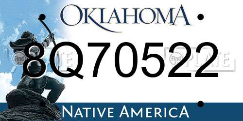 8Q70522 Oklahoma License Plate