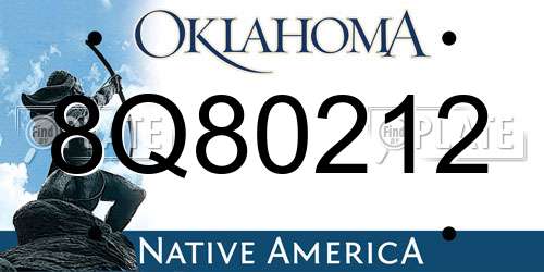 8Q80212 Oklahoma License Plate