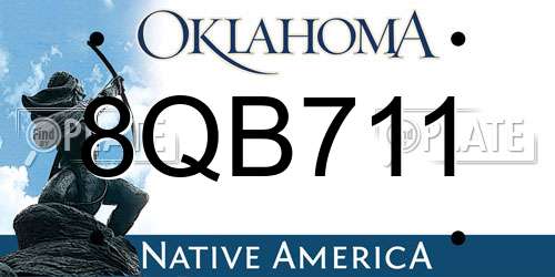 8QB711 Oklahoma License Plate