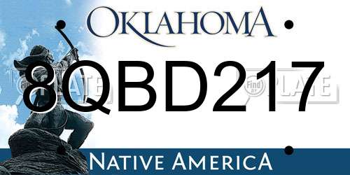8QBD217 Oklahoma License Plate