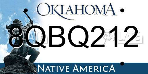 8QBQ212 Oklahoma License Plate